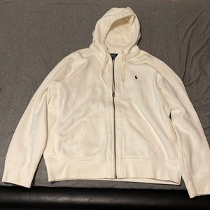 White full zip Polo sweatshirt with thermal hood